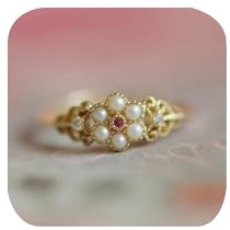 Dainty Flower Shape Vintage Cluster Pearl Promise Cocktail Ring 14K Gold Plated Stacking Adjustable Statement Anniversary Wedding Open Finger Ring Band for Women Her