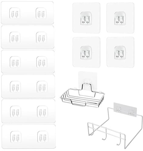 10pcs Adhesive Hooks, Bathroom Hooks, Self Adhesive Hooks, Adhesive Wall Hooks, Bathroom Hooks Self Adhesive, Strong Adhesive Hooks, No Damage Wall Hooks, Suitable for Bathroom, Kitchen, and Outdoor