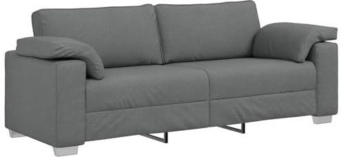 vidaXL Sofá de 3 plazas Gris Oscuro 220 cm Tela, Sofá Elegante, Asientos duraderos, diseño Moderno, Forma Rectangular, cojín de Espuma, tapicería Transpirable para Sala