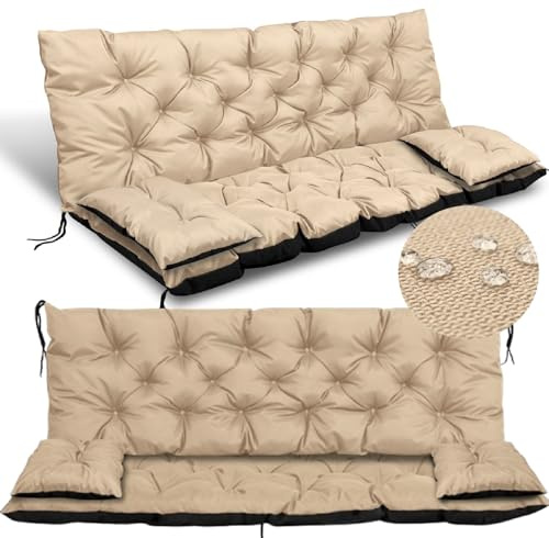 GARDEN KING ROYAL REST grande cuscino 100x60x50 cm + 2 piccoli cuscini, impermeabili e trapuntati per panca o altalena