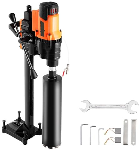 3200W Diamond Core Drilling Machine 8 Inch 205MM Rig with Stand and Bits for Concrete Wet Dry Boring Heavy Duty Core Drill Tool for Wall Brick Block Stone Construction Use