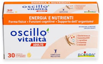 Oscillo® Vitalità Adulto Boiron – Multivitaminico per Energia e Concentrazione, contro Stanchezza Fisica, con Eleuterococco, Vitamine B, Magnesio, Vitamina C e Zinco - 30 Compresse Effervescenti