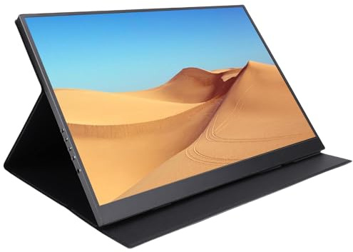 ASHATA 16in Portable Monitor, 16in Dator LCD -skärm Support 4K Ultra HD 120Hz 100% SRGB med Lågt Blått Ljus och Inbyggt Högtalare för PC -bärbar Dator