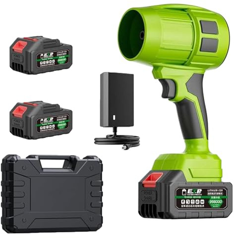 Seese Pro Le Souffleur sans Fil Ultra-Puissant,souffleur Batterie,Comprend Les Piles*2, Le Souffleur Et La Mallette À Outils, pour Jardin De La Pelouse (Batterie*2)