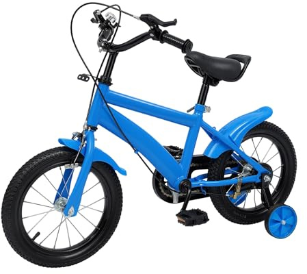 MEHOOSPVN Bicicleta infantil de 14 pulgadas para niños y niñas, aleación de acero al carbono, con ruedas estabilizadoras para ajustar la altura, bicicleta para niños a partir de 3-6 años, vehículos de