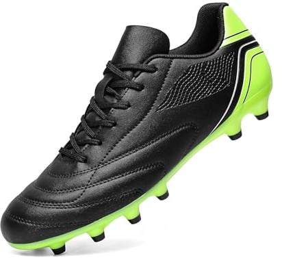 HaloTeam Fußballschuhe Herren Outdoor Spike Cleats Fußball Stiefel Professionelle Athletics Trainingsschuhe,Schwarz Grün,EU 44