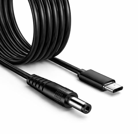 Cable USB-C a DC PD 12V 65W, Adaptador USB-C a Conector DC 5,5 x 2,1 mm, Cable de Alimentación de 1,5 m para Router, Módem, TV Box, Cámara, Lámpara LED y Dispositivos 12V