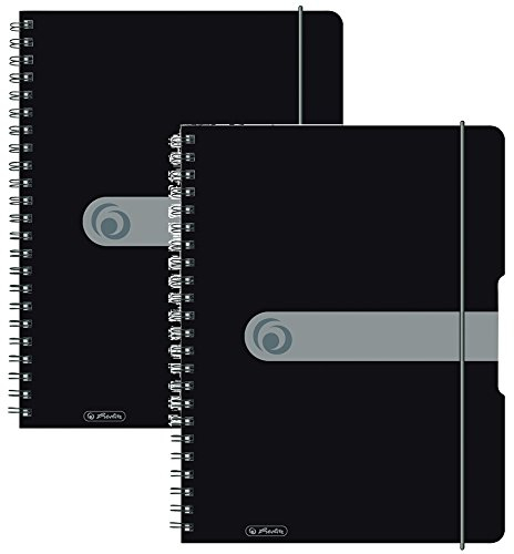 Herlitz 11293073 Spiralblock A4 to go, Holzfreies Papier, 80 Blatt (2er Pack A4, schwarz)