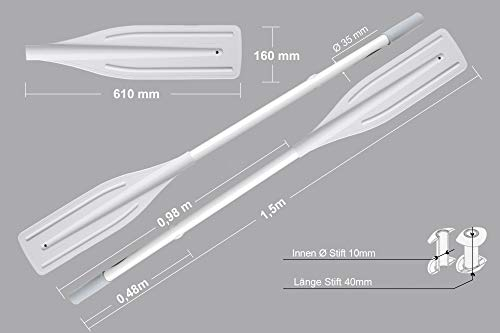 2 x Paddel (150cm) für Schlauchboot Ruder Aluminiumpaddel in grau