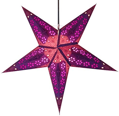 GURU SHOP Faltbarer Advents Leucht Papierstern, Weihnachtsstern 60 cm - Minas Violett, Papiersterne 60 cm