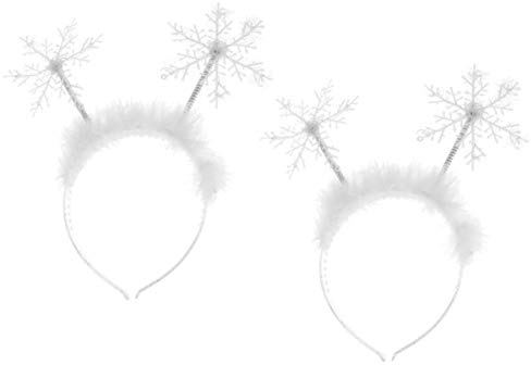 Lurrose 2 Stück Weihnachts-Stirnbänder Schneeflocken Haarband Haarband Feder Schneeflocken Kopfschmuck Weihnachten Haarschmuck für Weihnachten Party