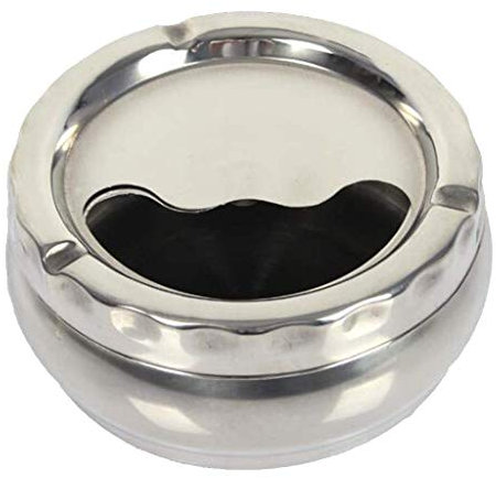 Tubayia Posacenere girevole in acciaio inox, per casa, ufficio, auto, diametro 10 cm