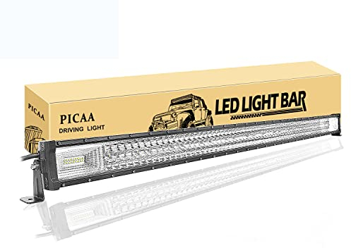 PICAA Led Arbeitsscheinwerfer 52 Zoll 130CM 675W Led Lichtbalken 12V 24V Drei Reihen Led Zusatzscheinwerfer Bar Spot Flutlicht LED Arbeit Licht Bar für SUV Offroad ATV UTV Traktor 4x4 Auto