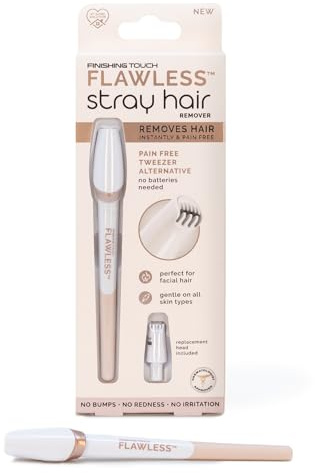 Finishing Touch Flawless Stray Hair Remover, Precise Micro-Blade Hair Removal Tool, Designed to Painlessly Cut Stray Hairs from Chin and Lips to Fingers and Toes, for All Skin Types