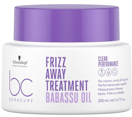 Schwarzkopf Professional Bonacure Frizz Away Treatment Masque Capillaire Cheveux Frisés Complexe De Soins Végan Avec Huile De Babassu Contrôle Des Frisottis Nourrissante Démêlante 200 ml