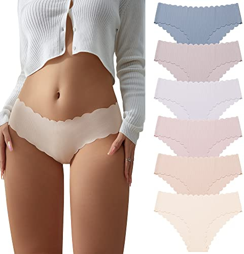 SHARICCA Culottes Femme sans Couture Invisible Extensibles Brésilien Slips Hipster Doux sous-vêtements Anti-Chafing (6 Pack Multicolore 01, S)