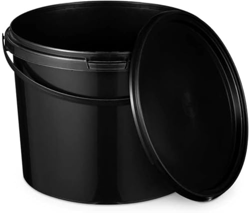 BenBow Hink med lock 3l svart 10x 3 liter - livsmedelssäker, stabil, lufttät, läckagesäker, luktfri - förvaringsbehållare i plast med handtag - tom