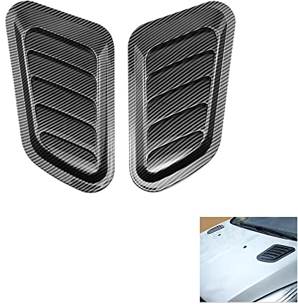 WeFoonLo Decorativo Car Flow Aspirazione Copertura Universale Hood Scoop Body Kit, 2 Pack Auto e Camion Vent Accessori ABS Esterno Adesivo Lucido (Fibra di carbonio)