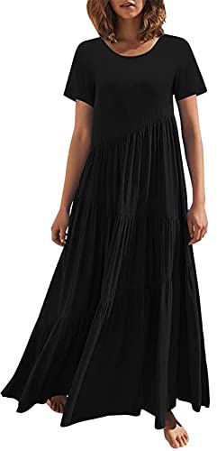 Cocila Abiti Donna Eleganti Maxi Abito Estivo da Donna a Strati Floreali Abito Lungo Bohémien Manica Corta Casual Vestiti Invernali Maglione