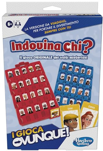 Hasbro Gaming Indovina Chi?, I Gioca Ovunque, Gioco Portatile, per Bambini e Bambine dai 6 Anni in Su, Giocattolo dei Volti Misteriosi con Indovinelli per 2 Giocatori