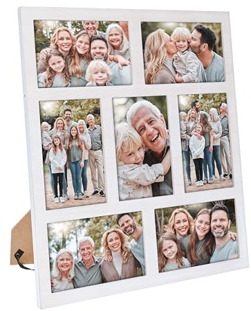 MONT PLEASANT Picture Frame Collage 4x6 Photos Display - 7 Openings Photo Collage Picture Frame Wall Decor for Tabletop Stand and Wall Mounting White Frames Set for Home Decor Family Gifts(White)