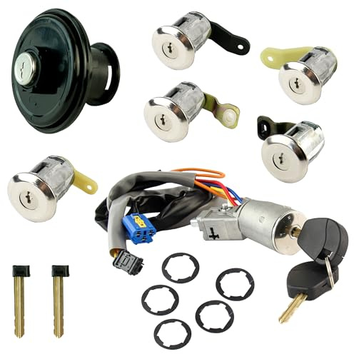 5 cerraduras + bombin arranque + tapa del tanque compatibles para Berlingo 1 y Partner 1 (Fase 2) (2002-2008) Con 2 llaves | 4162CF | 4162CH