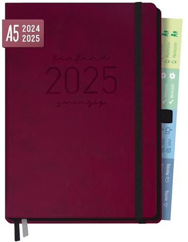 Häfft® Chäff-Timer Deluxe Kalender 2024/2025 A5 Berry Buchkalender, Terminkalender, Terminplaner für 18 Monate: Juli 24 bis Dez. 25 - nachhaltig & klimafreundlich