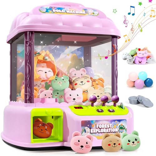 MIAOKE Large Grasping Machine for Children, Electronic Arcade Game Console with Adjustable Sound, Birthday Gift for Children, Includes 30 Toys & 24 Game Coins & 20 Surprise Eggs