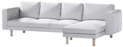 Dekoria Ersättning för överdrag för Norsborg, 4-sitsig soffa med Recamiere-soffa, lämplig för modell Nikkala, ljusgrå
