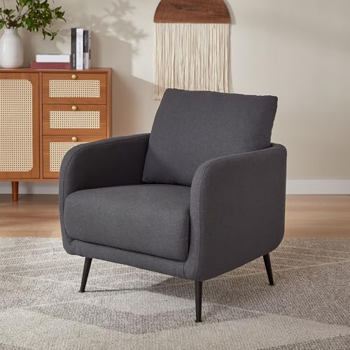 Sicaan Fauteuil Design Emma Tissu Bouclette Gris Souris – Fauteuil Moderne et Confortable – Assise Ergonomique Élégante pour Salon, Chambre ou Bureau – Style Contemporain Chic 71x75x81 cm