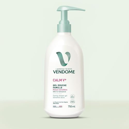 LABORATOIRES VENDÔME - CALM V+ - Gel Douche Famille - Dès La Naissance - Haute Tolérance - Nettoie En Douceur & Hydrate - Enrichi En Aloe Vera - Formule Hypoallergénique - Peaux Sensibles - 750ml