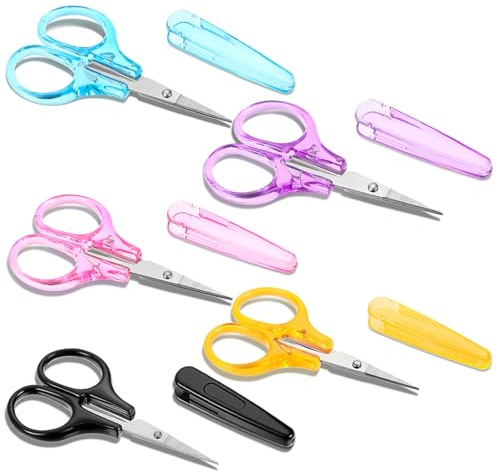 Lot de 5 petits ciseaux tranchants en acier inoxydable avec housse de protection, 8,9 cm pour broderie, découpe de papier, couture, tricot, travaux manuels