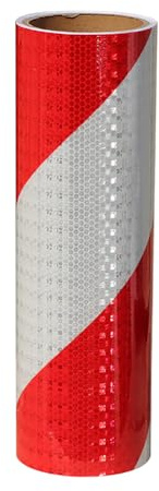 Bande Reflechissante Autocollante, Rouge Blanc Ruban Reflechissant Adhesif, Ruban Signalisation Réfléchissante Imperméable, Bande D'avertissement Réfléchissant pour Voiture Route,30cm x 3meters