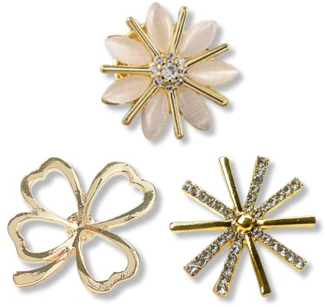 OUDQFCJ Set di 3 spille eleganti da donna per vestiti – Anti-Exposure Fixed Brooches Pins, Cardigan Clips, spille da traino per abiti da sposa, clip
