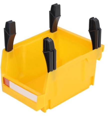 Lazmin112 Soporte de Cojinete Parcial, Recipiente de Herramienta de Tienda Apilable Impermeable Impermeable Estable de Plástico PP Resistente Al Desgaste con Soportes para Tornillos (YELLOW)