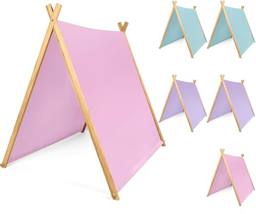 Wesnoy 6 Pack Teepee Tents, Foldable Sleepover Shelters, Pink,Blue,Purple