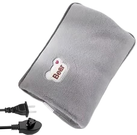 Bomefoi Bolsa de Agua Caliente Eléctrica - Calentador De Manos Eléctrico A Prueba De Fugas | Botella De Agua Caliente Con Funda De Peluche - Para Músculos Cuello Hombros Piernas Cintura Vientre Cuerpo