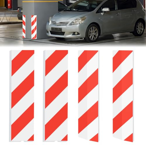 Tutamaz Protector de cantos para garaje, garaje, protección de pared, autoadhesivo, para puertas de coche, garaje, bordes de puerta (rojo blanco)