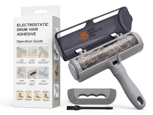 New Generation Pro Spazzola Leva Peli Animali Cane Gatto, Rullo Elettrostatico Togli Peli da Divano Tappeti Vestiti Coperte, Bidirezionale 17cm Riutilizzabile Senza Nastro, Kit Completo