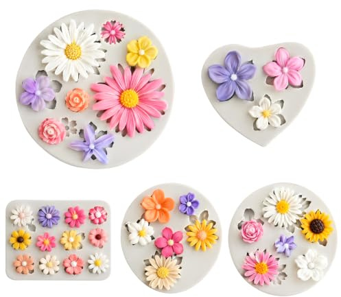 TLDBATICE 5 Stampi in Silicone per Candele, Stampi per Candele in Silicone 3D, Margherite, Candeles, Fiori, Candele, Stampi per Candeles Fai da Te