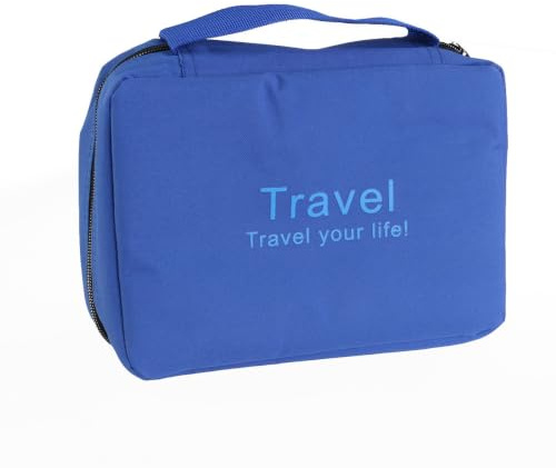 Borsa da Toilette Appesa Multifunzione Scomparti | Poliestere Oxford Resistente e Plastica Rigida, Gancio Integrato e Maniglia, per Viaggio e Campeggio