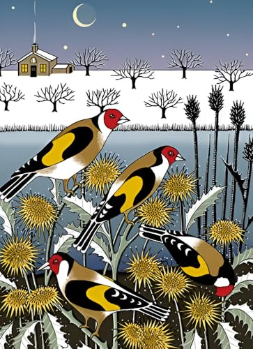 Museums and Galleries Charity Christmas Cards Pack of 8 with Contemporary Goldfinch Design - Eco-Friendly Xmas Cards Multipack with Envelopes