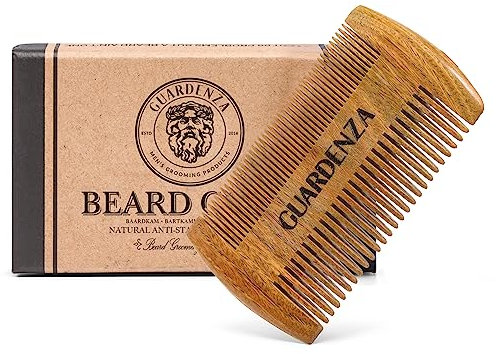 Guardenza - Peine para barba (madera de sándalo, no estático), hecho a mano