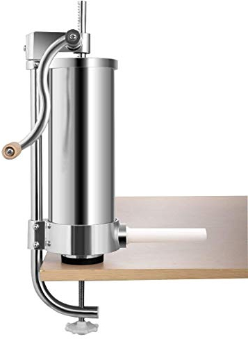 COSTWAY 3 kg Insaccatrice per Salsicce, Macchina per la Produzione di Salsicce, Insaccatrice Manuale in Acciaio Inossidabile, Salsicce Siringa con 4 Tubi di Riempimento