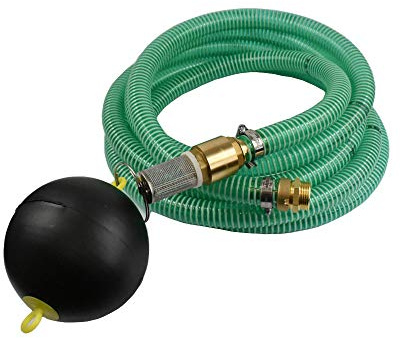 Tuyau d'aspiration 1 - 25 mm de diamètre intérieur - Pompe à eau manuelle KLASEBO® - Vert - Classique - Acier inoxydable, Plastique - Raccord double AG (5 m).