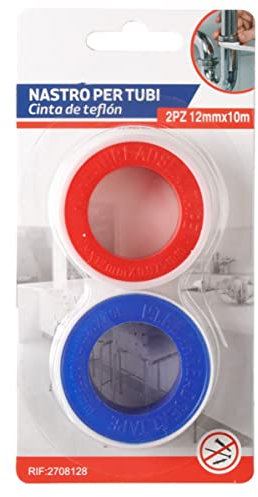 A2ZWORLD Cinta de teflón, 2 unidades, cinta selladora para roscado, PTFE 12 mm x 10 m, para reparaciones hidráulicas