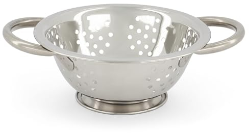 Bravich Stainless Steel Mini Colander - 16cm. Small Kitchen Strainer for Pasta, Rice, Vegetables & Fruit. Small Colander Sieve with Metal Handle, Dishwasher Safe Drainer - Home Kitchen Accessories.