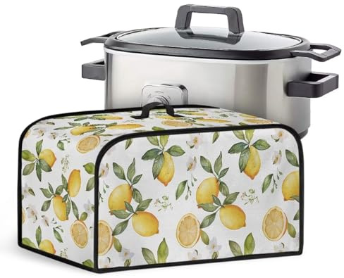 Uorisanigo Crock for Pot Cover 6-8 qt Yellow Lemon Slow Cooker Dust Cover with Pocket for Accessories Keep Slow Cooker Free From Dust