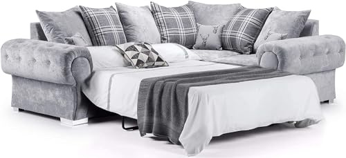 Verona Scatter Back Sofa Bed - Grey - Right Hand Facing Corner - Fabric (Right Hand Facing Corner Sofabed,Grey)