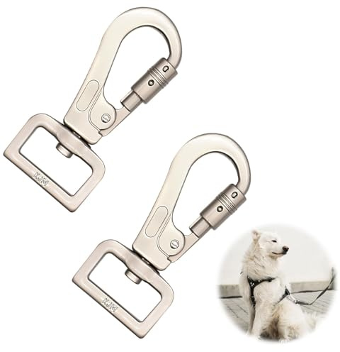 Juego de 2 mosquetones de aleación de zinc para perros de hasta 30KG – Mosquetones pesados con articulación giratoria, capacidad máxima de 90KG para collares y correas
